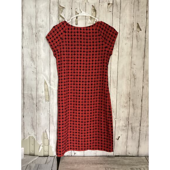 Merona Color Block Scoop Neck Midi Shift red short sleeve Dress. size - XS - Picture 3 of 3